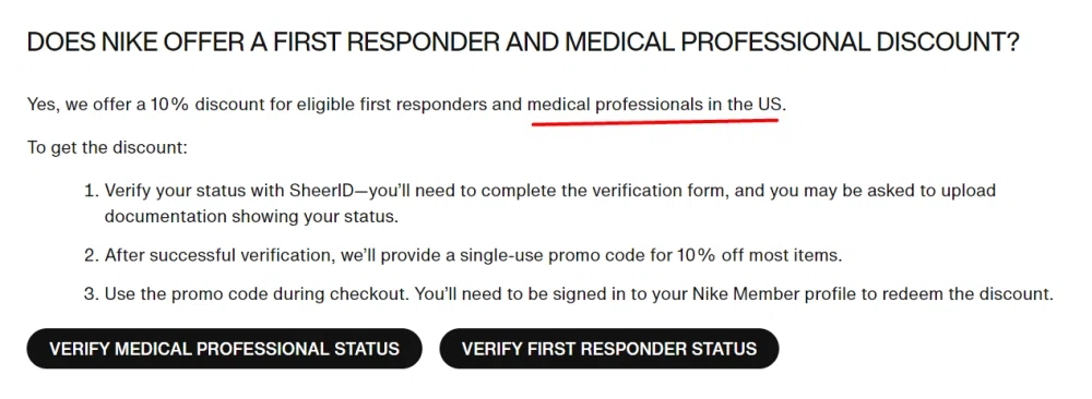 nike health professional discount